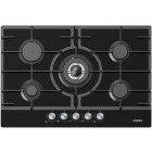 Plita incorporabila Heinner HBH-M705IWFGBK, Gaz, 5 arzatoare, Aprindere electrica integrata, Sistem de siguranta, Wok, 75 cm, Negru