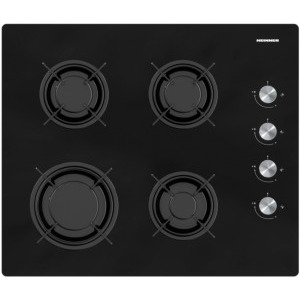 Plita incorporabila Heinner HBH-M402IEGBK, Gaz, 4 arzatoare, Aprindere electrica integrata, Sistem de siguranta, 60 cm, Negru