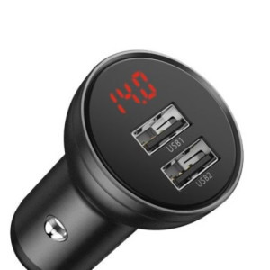 Baseus Digital Display, 2x USB, 24W, Grey + cablu 3 in 1