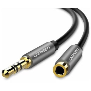 Cablu audio Ugreen AV118, 1x Jack 3.5 mm Male - Jack 3.5 mm Female, 5 m, Negru