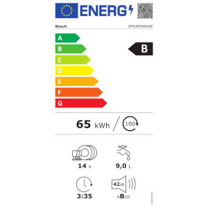 Bosch SMS4EMW06E, 14 seturi, 6 programe, Clasa B, EfficientDry, VarioFlex, VarioDrawer, Rackmatic, 60 cm, Alb