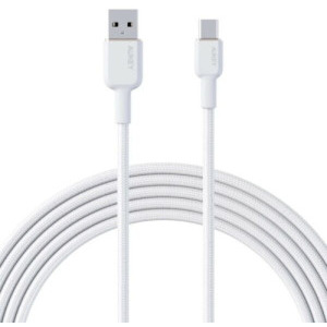 Cablu de date / adaptor Aukey USB-C Male la USB Male, 60 W, 1.8 m, White