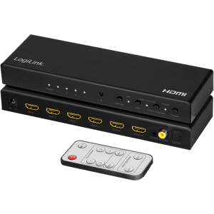 Logilink HD0046 Switch 4x HDMI Female, 1x Toslink, 1x Coaxial, Negru
