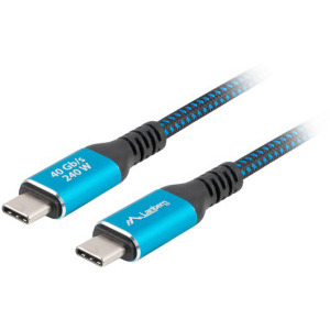 Cablu periferice Lanberg USB-C 4.0 Male la USB-C 4.0 Male, 1.5 m, DP Alt Mode, PD 240 W, Negru/Albastru