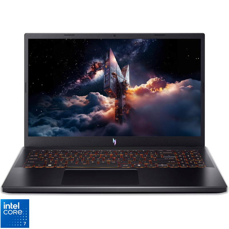 Laptop Acer Gaming 15.6'' Nitro V 15 ANV15-52, FHD IPS 165Hz, Procesor Intel® Core™ 7 240H (24M Cache, up to 5.20 GHz), 16GB DDR4, 1TB SSD, GeForce RTX 5060 8GB, No OS, Obsidian Black
