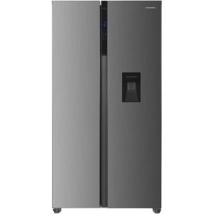 Frigider Side By Side Heinner HSBS-HM529NFXWDE++, 529 L, Clasa E, Full No Frost, Dual Inverter, Dozator apa, Display LED, Iluminare LED, 177 cm, Inox