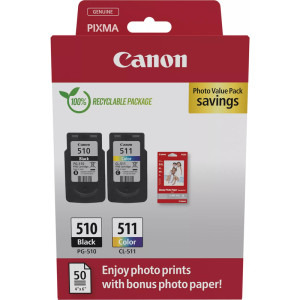 Canon Cartus PG-510 + CL-511 + Hartie foto GP-501 50 de coli Value Pack