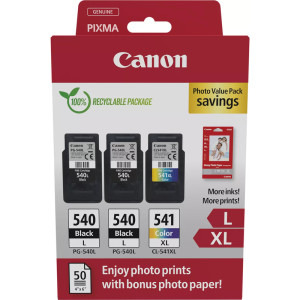 Canon Cartus PG-540L x2 + CL-541XL + Hartie foto GP-501 50 de coli Value Pack