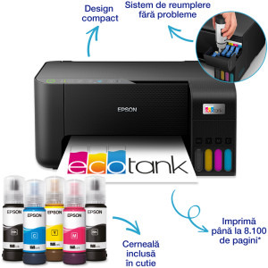 Epson EcoTank L3270, InkJet CISS, Color, Format A4, Wi-Fi