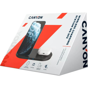Canyon CNS-WCS202B, Wireless Qi 2-in-1 15W, Black