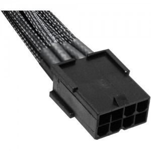 NZXT 6-pin PCI-E Male - 6+2-pin PCI-E Female, 0.25m, negru