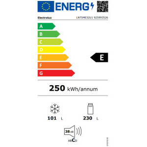 Electrolux LNT5ME32U1, 330 L, No Frost, Control electronic, Multi Flow, Iluminare LED, Clasa E, 186 cm, Inox