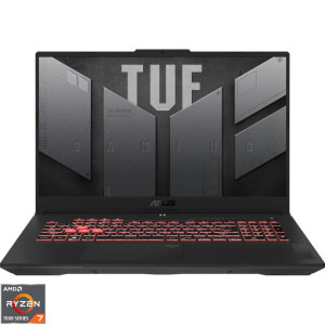 Laptop ASUS Gaming 17.3 TUF A17 FA707NUG, FHD 144Hz, Procesor AMD Ryzen™ 7 7445HS (16M Cache, up to 4.7 GHz), 16GB DDR5, 2TB SSD, GeForce RTX 4050 6GB, No OS, Mecha Gray