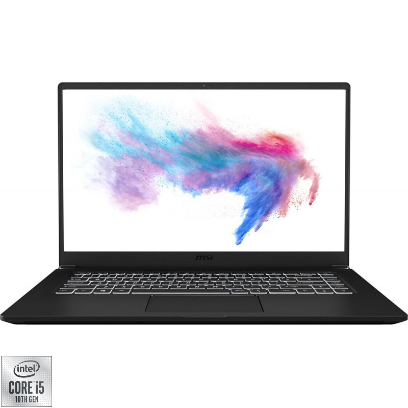 Laptop MSI 15.6'' Modern 15 A10RBS, FHD, Procesor Intel® Core™ i5-10210U (6M Cache, up to 4.20 GHz), 8GB DDR4, 512GB SSD, GeForce MX350 2GB, No OS, Carbon Gray
