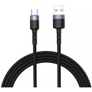 Cablu de date / adaptor Tellur USB Male la USB-C Male, Led, Nailon, 2 m, Black