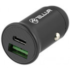 Incarcator auto Tellur PD60W, 60W, 1x USB, 1x USB-C, QuickCharge 3.0, Black