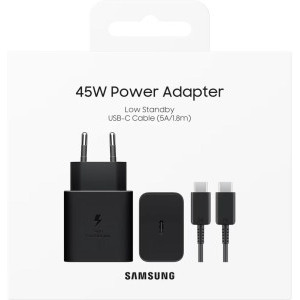 Samsung Power Adapter, negru, 1x USB-C, Fast Charge 45W + cablu USB-C