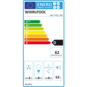 Whirlpool telescopica AKR 749/1 NB, Putere de absorbtie 304 m3/h, 3 trepte de viteza, Iluminare LED, 60 cm, Negru