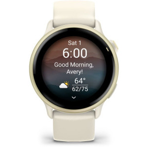 Garmin Vivoactive 6, GPS 42mm Lunar Gold, curea Bone