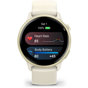 Garmin Vivoactive 6, GPS 42mm Lunar Gold, curea Bone