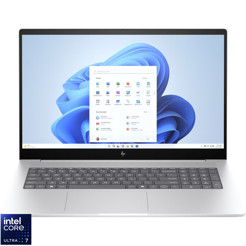 Laptop HP 17.3'' ENVY 17-da0018nn, FHD IPS Touch, Procesor Intel® Core™ Ultra 7 155H (24M Cache, up to 4.80 GHz), 32GB DDR5, 2TB SSD, Intel Arc, Win 11 Home, Glacier Silver