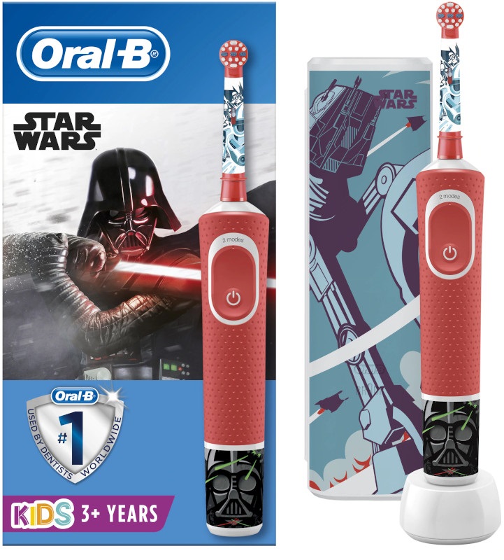 Oral-B Periuta de dinti electrica Vitality Star Wars pentru copii, Rosu + Trusa de calatorie