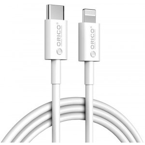 Cablu de date / adaptor Orico CL01-10, USB-C Male la Lightning Male, 1 m, White