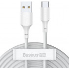 Cablu de date / adaptor Baseus TZCATZJ-02, USB Male la USB-C Male, 1.5 m, White, 40W, amperaj maxim suportat 5A (set 2 bucati)
