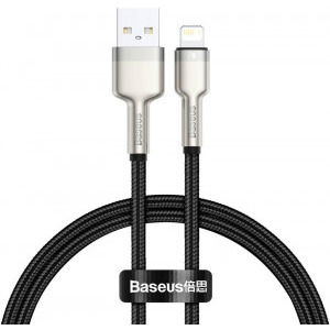 Cablu de date / adaptor Baseus Cafule Metal CALJK-01, USB Male la Lightning Male, 0.25 m, Black