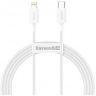 Cablu de date / adaptor Baseus Superior CATLYS-B02, USB-C Male la Lightning Male, 1.5 m, White