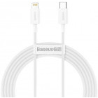 Cablu de date / adaptor Baseus Superior CATLYS-C02, USB-C Male la Lightning Male, 2 m, White