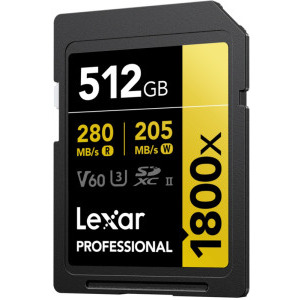 Card memorie Lexar SDXC Pro Gold 1800x UHS-II 512GB