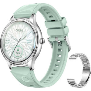 SmartWatch COLMi L28 argintiu-verde, curea din otel argintiu