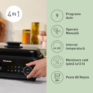Panasonic Gratar electric multifunctional 4-in-1 NF-GM400KXE, 1524W, 2.5L, Negru