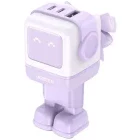 Incarcator retea Ugreen CD361, 2x USB-C, 1x USB, Quick Charge 65 W, GaN, Display, Violet