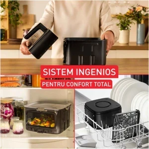 Tefal Friteuza cu aer cald Easy Fry Silence EY876DE1, 1800W, 7L, Negru