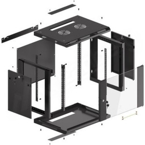 Lanberg WF01-6409-10B 9U, Wall mount, 600 x 450, Glass door, Negru