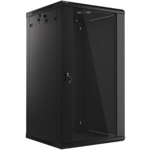 Lanberg WF01-6622-10B 22U, Wall mount, 600 x 600, Glass door, Negru