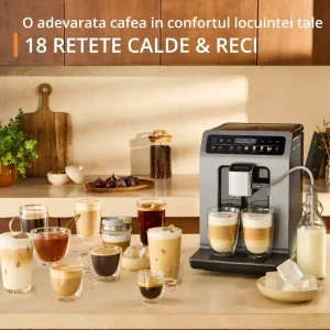 Krups automat Evidence Hot & Cold EA898GF0, 1450W, 15bar, 2.3L, Negru/Gri