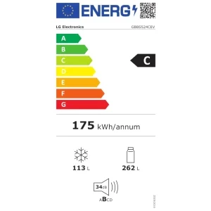 LG GBBS524CEV, 375 L, Clasa C, No Frost, Inverter, LinearCooling, DoorCooling+, Fresh Converter, ThinQ, Control electronic, 203 cm, Negru