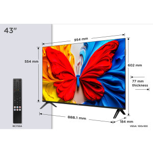 TCL Smart TV QLED 43S5K Seria S5K 108cm negru Full HD