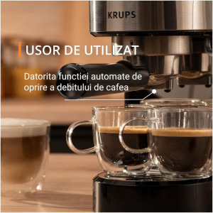 Krups manual Virtuoso Essential XP441810, 1350W, 15bar, 1L, Negru/Argintiu