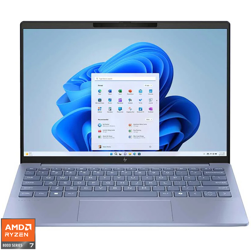 Laptop HP 13.3'' Pavilion Aero 13-bg0036nn, WQXGA IPS, Procesor AMD Ryzen™ 7 8840U (16M Cache, up to 5.1 GHz), 16GB LPDDR5X, 1TB SSD, AMD Radeon 780M, Win 11 Home, Sky Blue