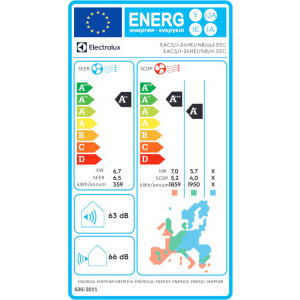 Electrolux EACS/I-24HEJ, 24000 BTU, A++/A+, Wi-Fi, Inverter, Silver Ion, Cold Plasma