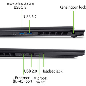 Acer Gaming 18'' Nitro 18 AI AN18-61, WQXGA IPS 165, Procesor AMD Ryzen™ Al 7 350 (16M Cache, up to 5.0 GHz), 16GB DDR5, 1TB SSD, GeForce RTX 5060 8GB, No OS, Obsidian Black