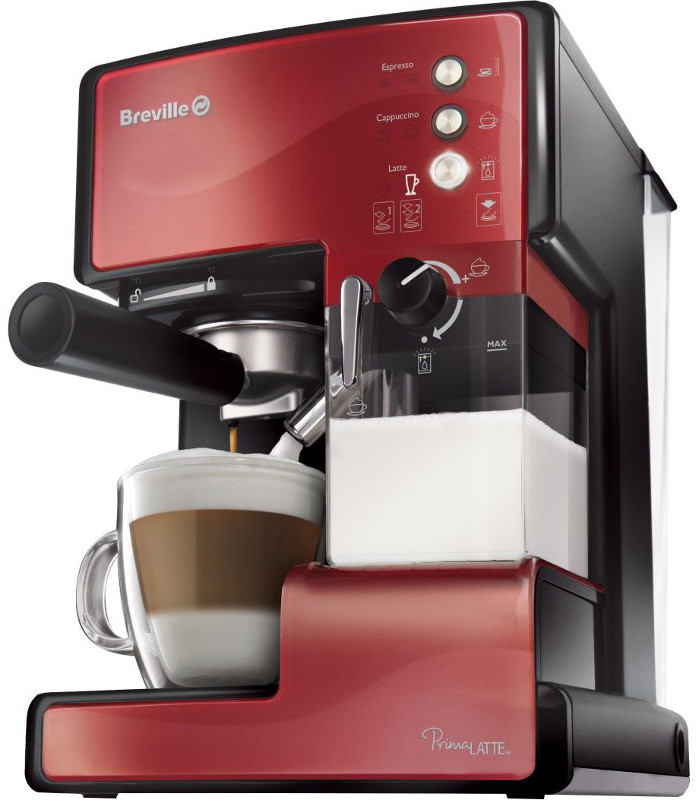 Espressor de cafea Breville Prima Latte VCF046X, rosu, 1050W, 15bar, 1.5L