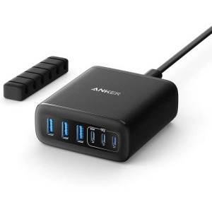 Anker 112W, 3x USB-C, 3x USB, Black