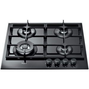 Plita incorporabila Whirlpool GOA 6425/NB1, Gaz, 4 arzatoare, Sistem de siguranta, Wok, Gratar fonta, 60 cm, Negru