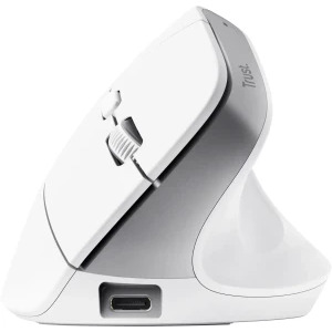 Trust Bayo+ Ergonomic, Silent click, Reincarcabil USB-C, Bluetooth + 2.4 GHz, White