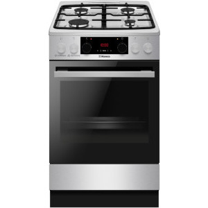 Aragaz Hansa FCMXS593632, 4 arzatoare, Gaz, Aprindere electrica, Grill, 60 cm, Argintiu